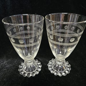 Anchor Hocking Boopie Circles & Bands Water Goblets-Set of 2 Glasses
