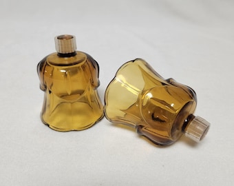 Homco Amber Tulip Shaped Peg Votive Candle Holder Cups-Set of 2