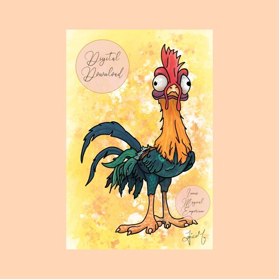 Hei Hei Digital Art Downloadable Print Disneys Moana Digital Etsy