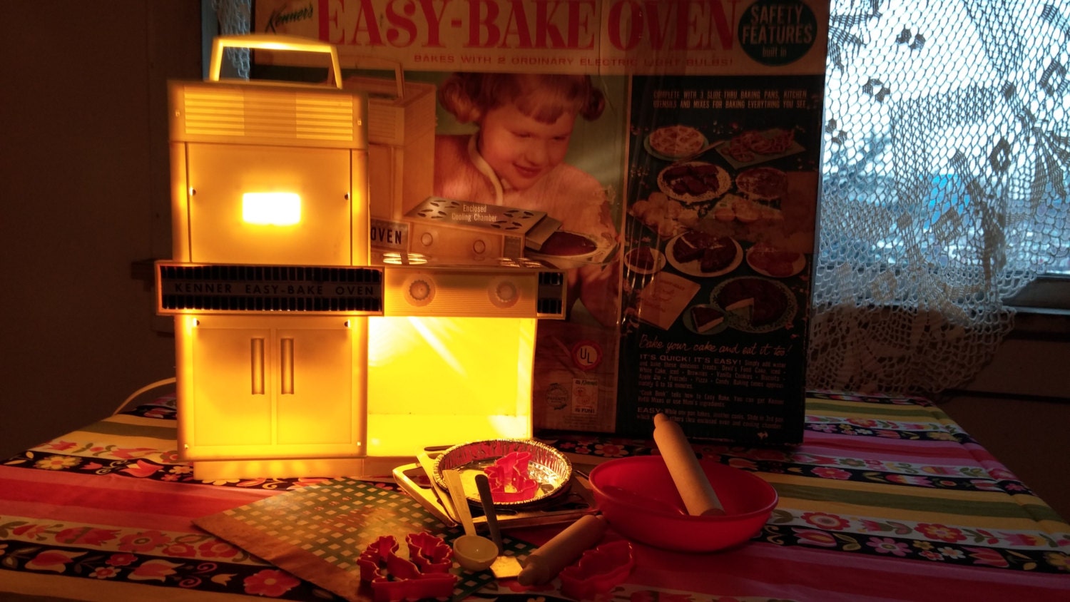 Original 1964 Easy Bake Oven works with box and kitch tools. Etsy
