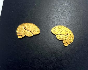 Brain Earrings - 18k gold-plated