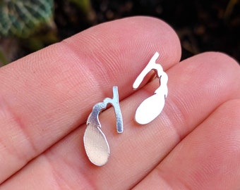 Tiny Gallbladder Earrings - Sterling Silver post earrings