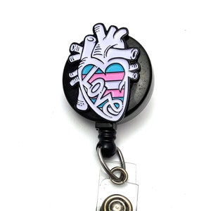 Trans Flag Anatomical Heart Enamel Badge Reel image 1