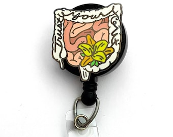 SALE: Trust Your Gut Anatomical Intestines Enamel Badge Reel