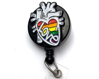 LOVE IS LOVE Anatomical Heart Pride enamel Badge Reel
