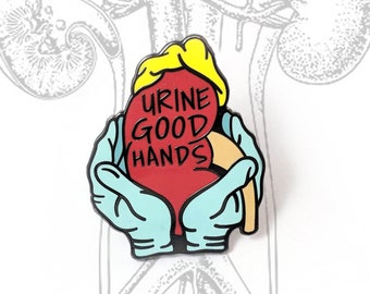 Urine Good Hands Anatomical Kidney enamel pin