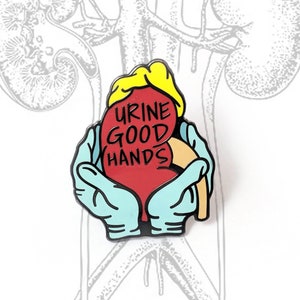 Urine Good Hands Anatomical Kidney enamel pin image 1