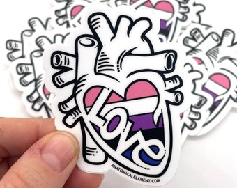 SALE: Genderfluid Flag - Anatomical Heart Pride Sticker