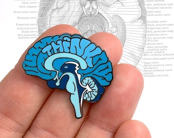 THINK Brain Anatomical - HARD enamel pin