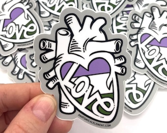 Genderqueer Flag - Anatomical Heart Pride Sticker