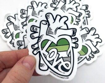 SALE: Aromantic Flag - Anatomical Heart Pride Sticker