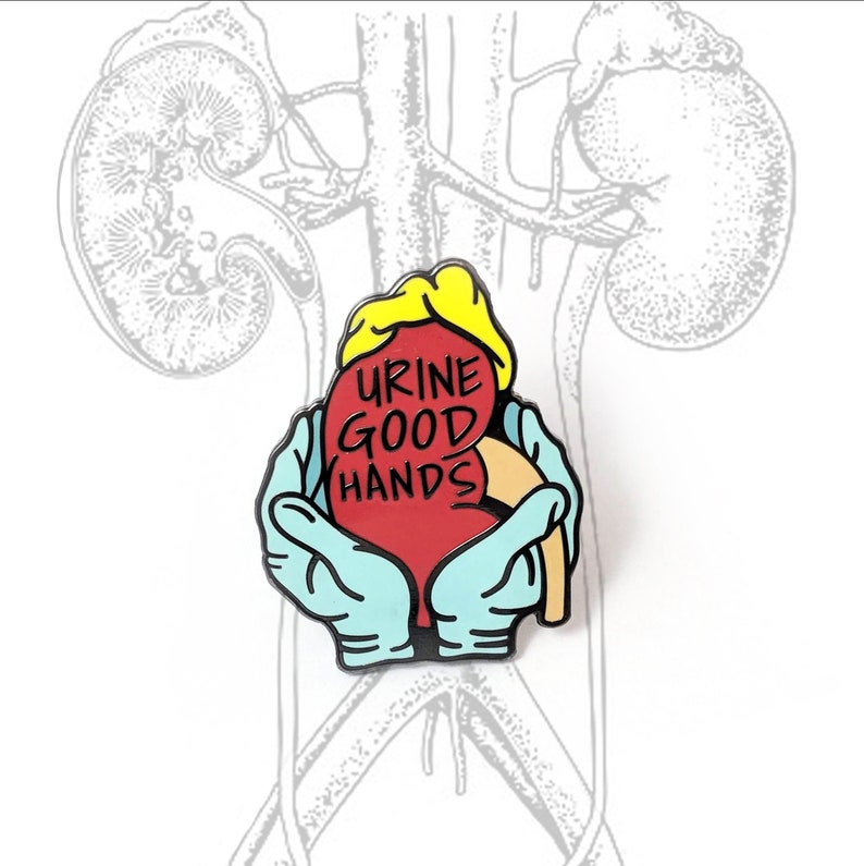 Urine Good Hands Anatomical Kidney enamel pin image 1
