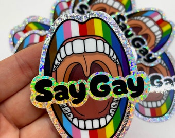 SAY GAY- Anatomical Mouth Glitter Sticker