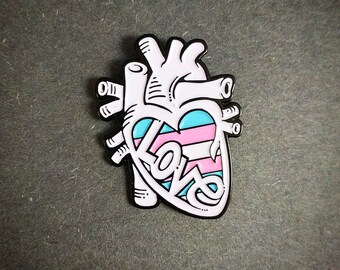 Trans Flag Anatomical Heart enamel lapel pin