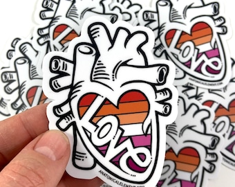 SALE: Lesbian Flag - Anatomical Heart Pride Sticker