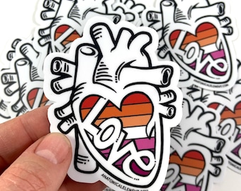 Lesbian Flag - Anatomical Heart Pride Sticker