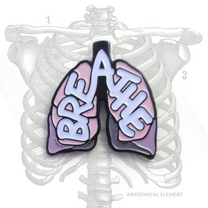 BREATHE Anatomical Lungs enamel lapel pin