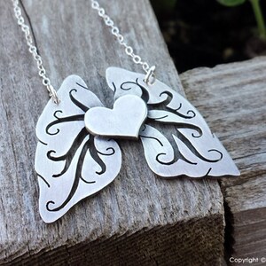Heart and Filigree style Lungs sterling silver necklace image 4