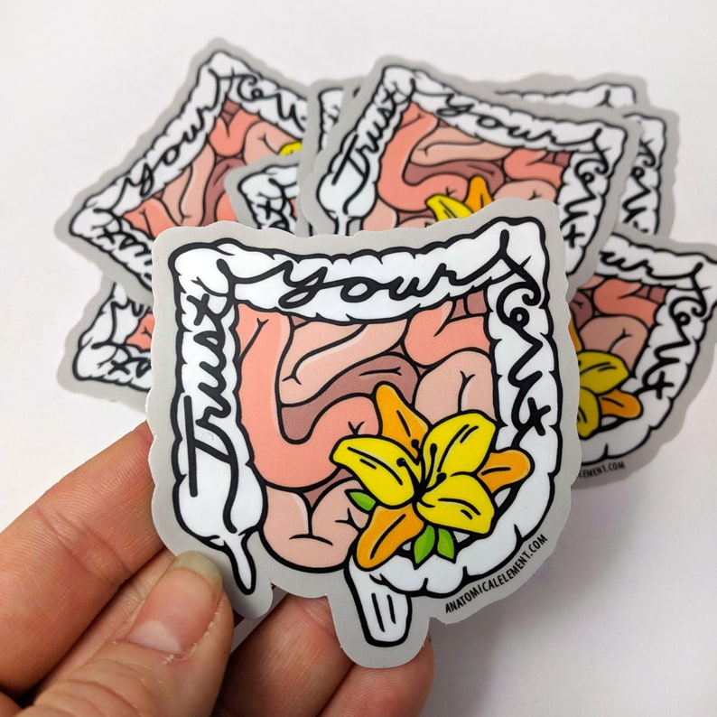 TRUST YOUR GUT Anatomical Intestines Vinyl Die-Cut Sticker image 1