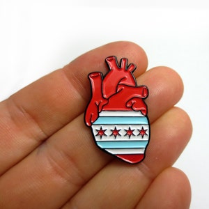 Chicago Flag Anatomical Heart enamel pin image 2