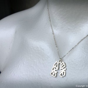 Sterling Silver BREATHE lungs necklace image 4