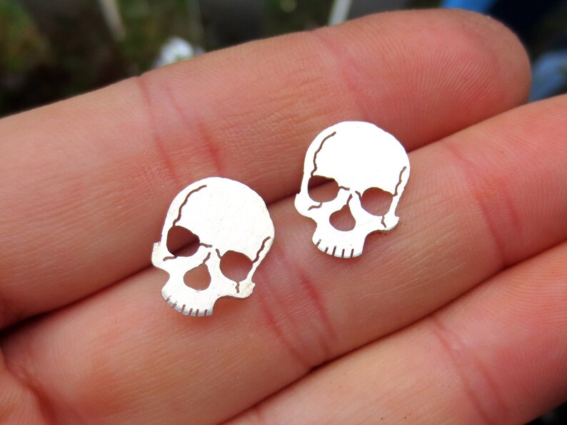 Skull Earrings Sterling Silver image 3