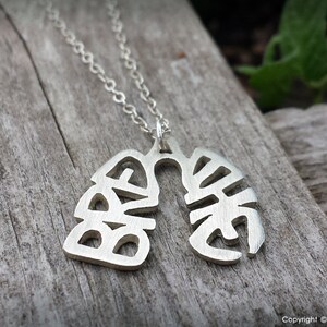 Sterling Silver BREATHE lungs necklace image 2