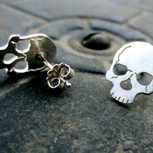Skull Earrings Sterling Silver image 2