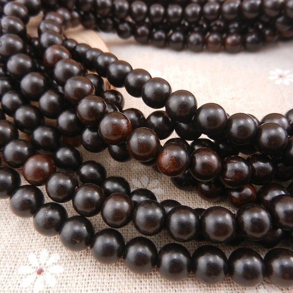 108pc 8mm Indonesia ebony Black Wood Natural Light Fragrance Mala Beads bracelet /necklace