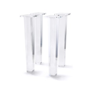 4PC Acrylic Clear Furniture Legs 15.7" Square Crystal Glass Replacement Sofa Couch Feet  Decor for Cabinet Dresser