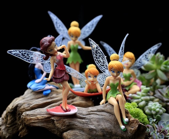 Blulu 6 Pieces Miniature Fairies Accessories Mini Figurines with Stick  Little Girl Sculpture Yard Ornaments Potted Plants Resin Decor for Outdoor