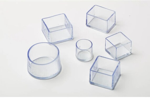 16pc Transparent black Chair Leg Floor Protectors Fit Square Leg