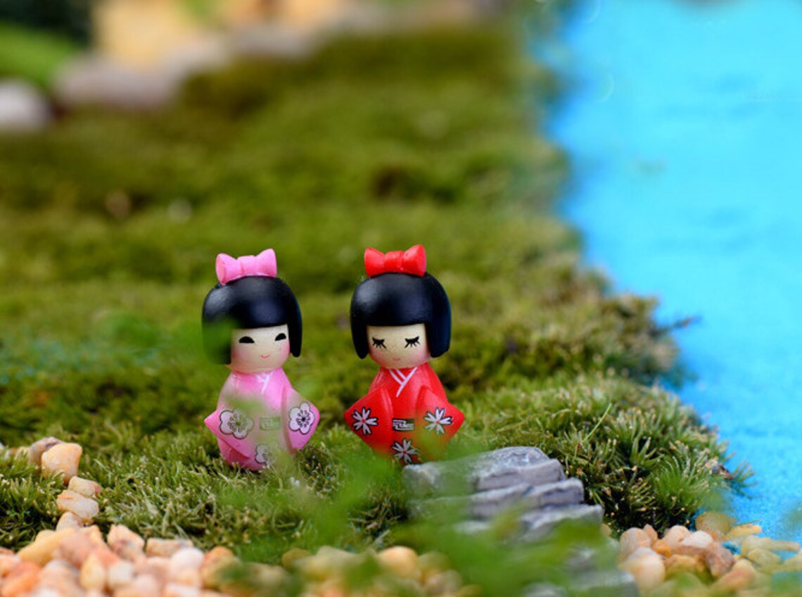 10pc Mini Japanese Girl Figurine Mini Garden Miniature Fairies Etsy