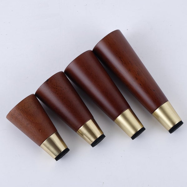 4pcs Wooden Furniture Legs Brass bottom  Straight Legs replacement Oblique For Coffee Table Sofa Feet Kitchen Cupboard Dresser Foot