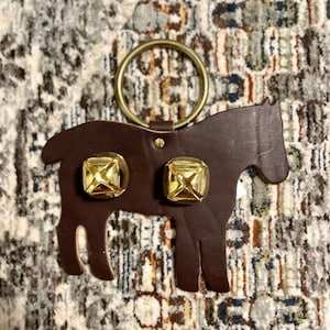 BROWN HORSES HORSE Farm Farming Sleigh Bell Bells Holiday Decorations Hanging on Leather Strap Bell Jingle Bell Door Hanger Amish Seasonal