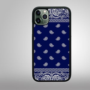 BLUE BANDANA DESIGN Urban Style Paisley Apple iPhone 15 14 13 12 11 Mini Pro Max Plus X Xs 8 Plus 7 6/6S Phone Case Cover Rubber Custom
