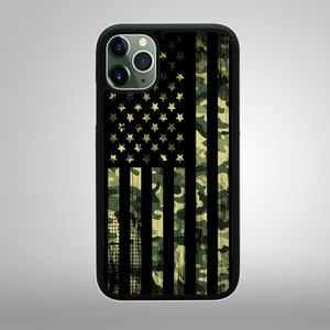 USA FLAG CAMO Military Green Camouflage Apple iPhone 15 14 13 12 11 Mini Pro Max Plus X Xs 8 Plus 7 6/6S Phone Case Cover Rubber Custom