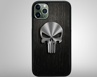 PUNISHER SKULL METAL Design Konservativ Apple iPhone 15 14 13 12 11 Mini Pro Max Plus X Xs 8 Plus 7 6 / 6S Handyhülle Gummihülle Custom