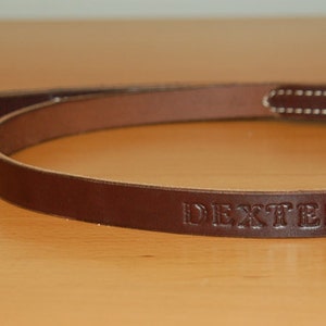 PET DOG LEINE Personalisiert Name Dunkelbraun Leder Bridle Handgenäht 3/4&quot; Breit Amish Made 6ft, 5ft, 4ft, 3ft, 2ft, 1ft Handmade Quality Brass
