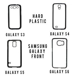 K&ouml;nnte beinhalten: Vier Hartplastik-Samsung Galaxy-Handyh&uuml;llen f&uuml;r die Modelle Galaxy S3, S4, S5 und S6. Jede H&uuml;lle ist schwarz umrandet, mit dem Namen des Telefonmodells darunter. Der Text "HARD PLASTIC" und "SAMSUNG GALAXY FRONT" sind ebenfalls abgebildet.