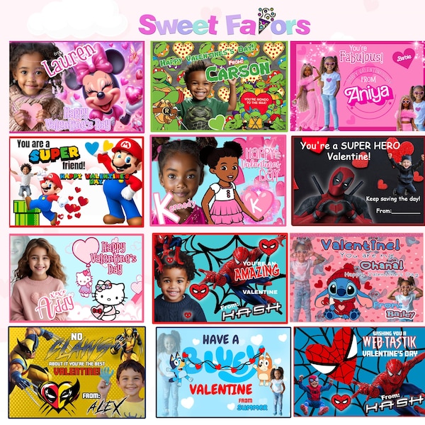 Aangepaste valentijnskaarten voor kinderen | Gepersonaliseerde Valentijnsdag afdrukbaar | Valentijnskaarten voor school | Foto Valentijn | Digitale download