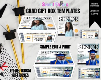 Personalized Grad Gift Box Template: Editable Canva Design (Digital Download)