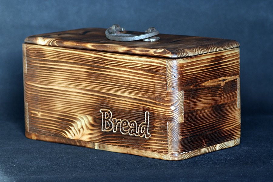 Wooden handmade bread box. Vintage style. Waxed wood. Custom Etsy