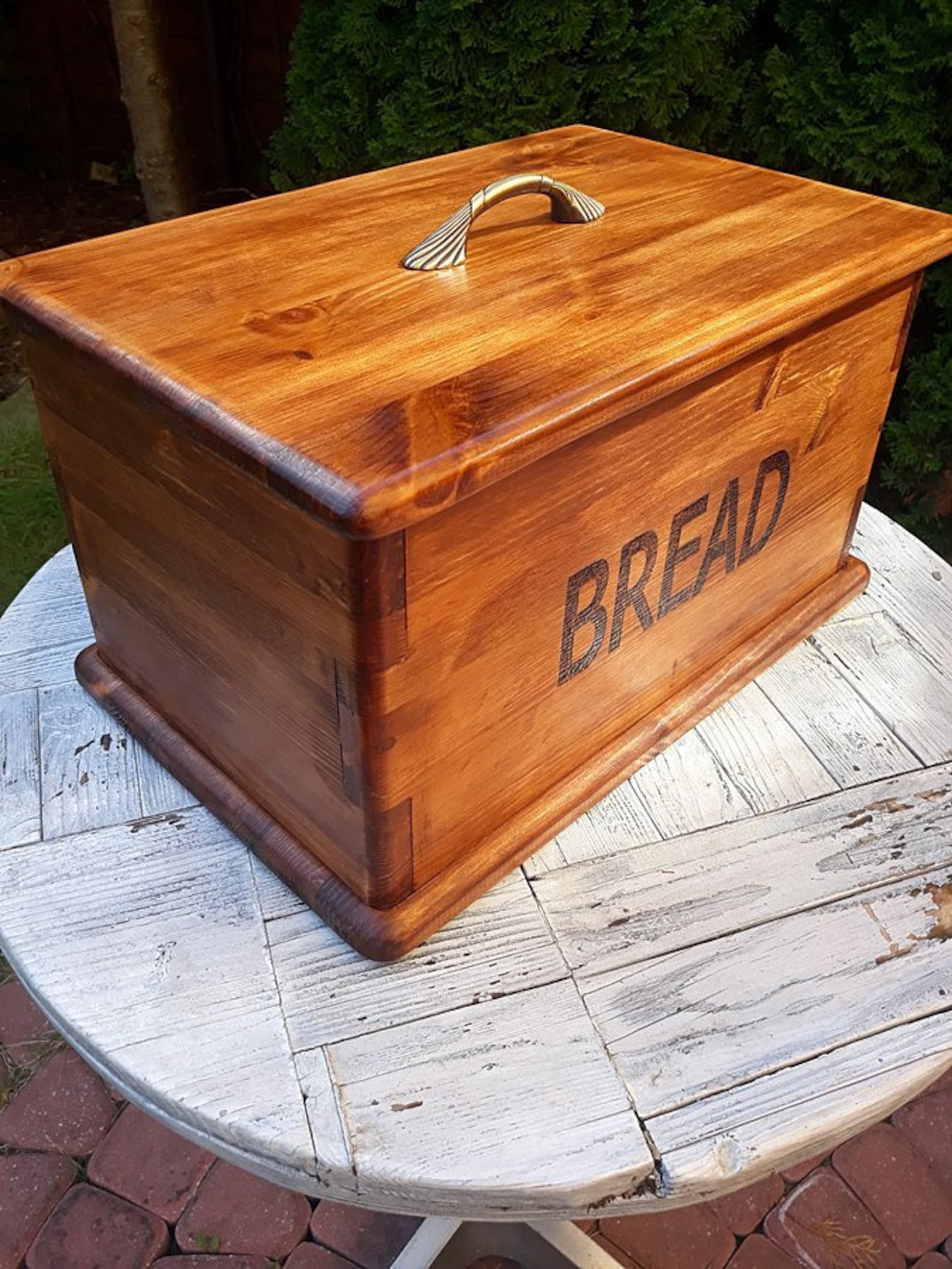 Wooden Bread Box Handmade With a Stylish Metal Handle. Vintage Etsy
