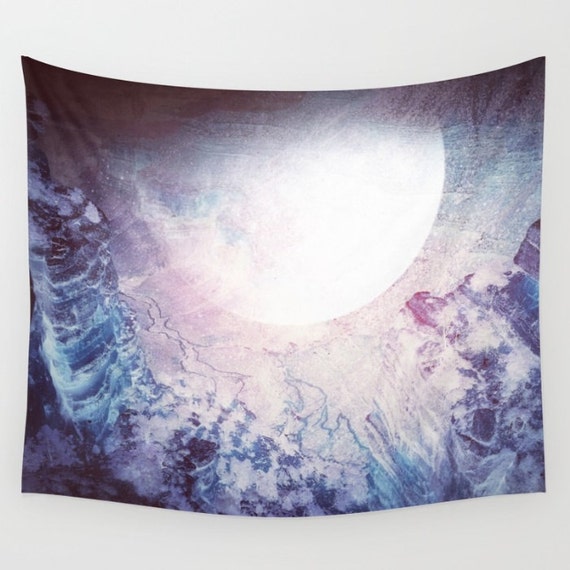 Items similar to Lunar Tapestry | Purple Crystal Tapestry | Magical ...