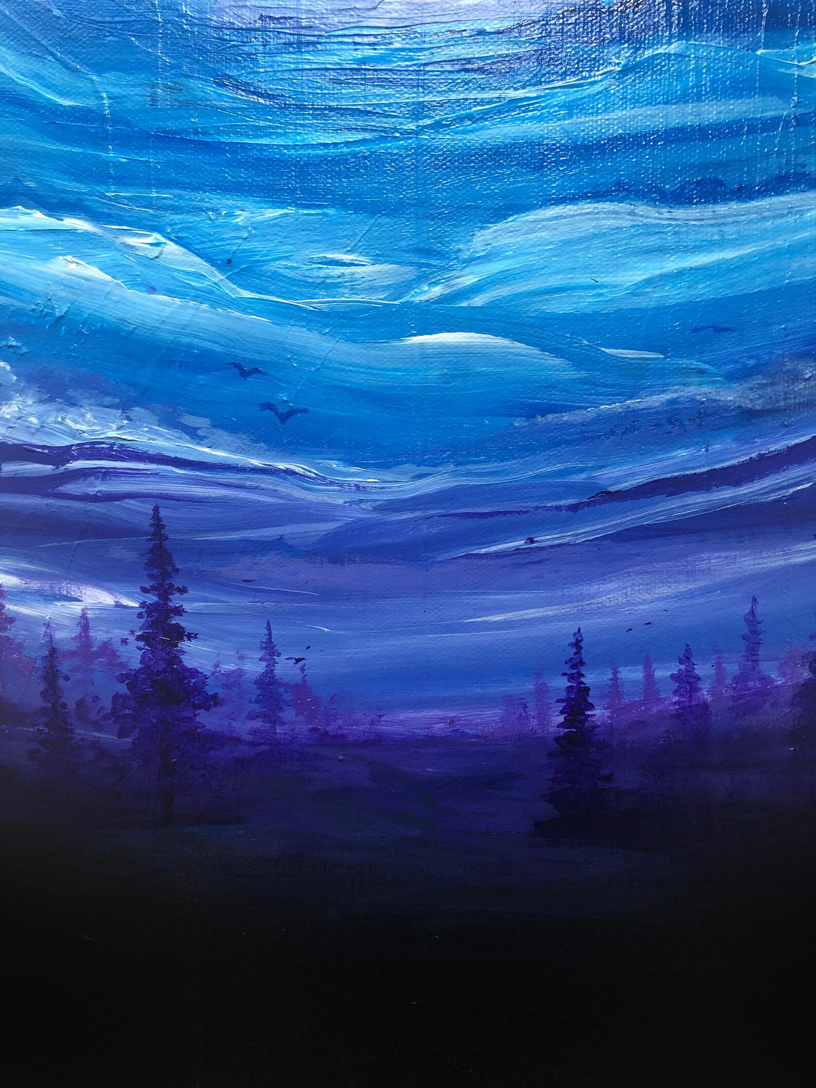 Blue Landscape Wall Art Space Painting Abstract Landscape Etsy