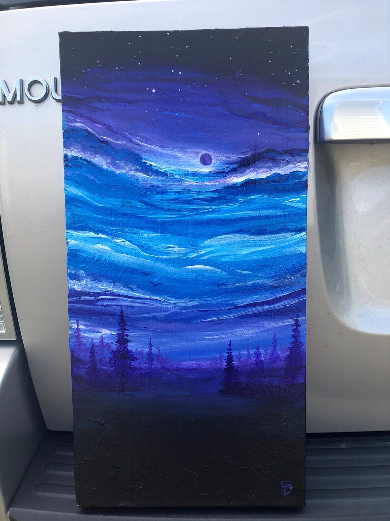 Blue Landscape Wall Art Space Painting Abstract Landscape Etsy