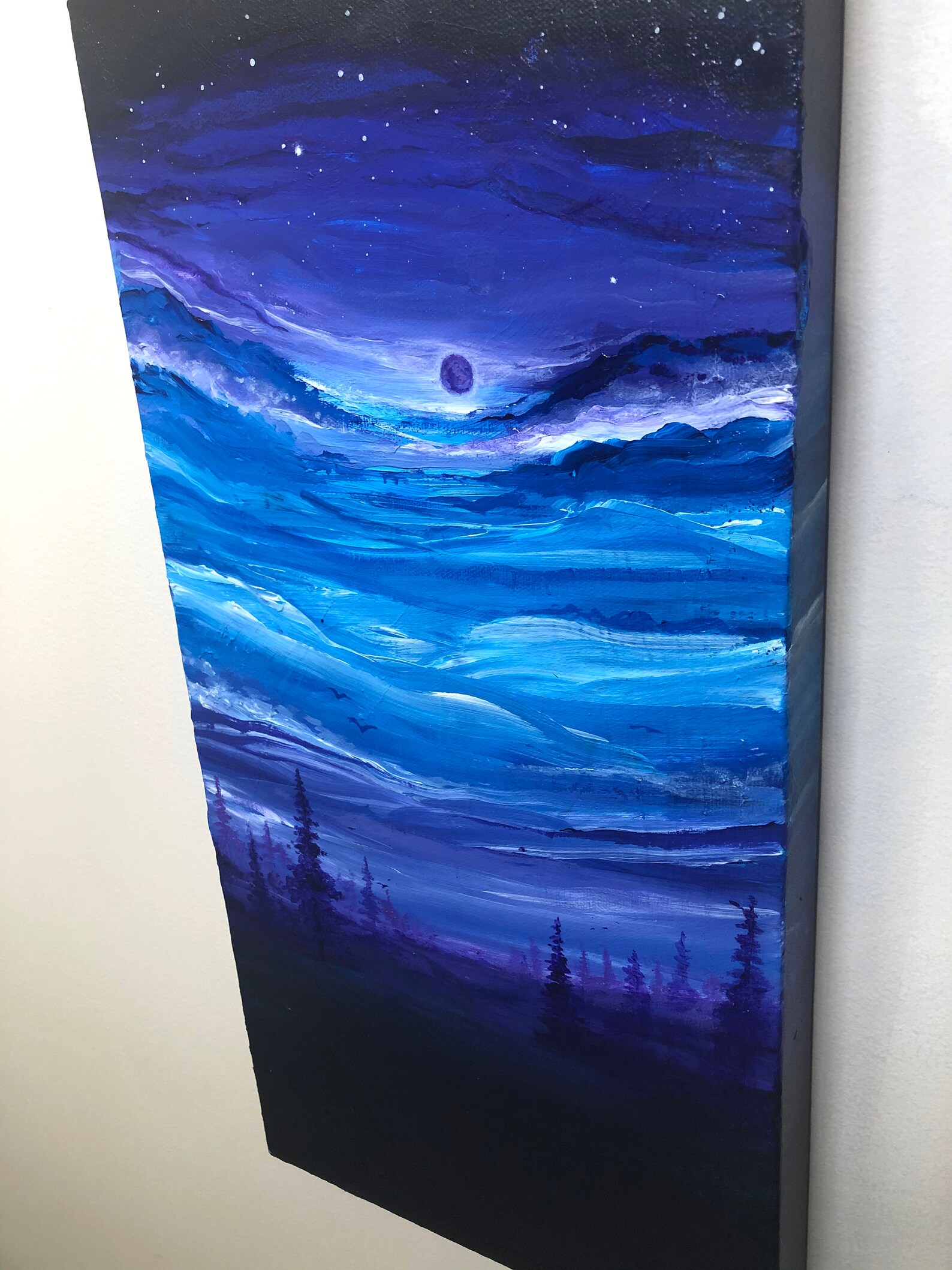 Blue Landscape Wall Art Space Painting Abstract Landscape Etsy