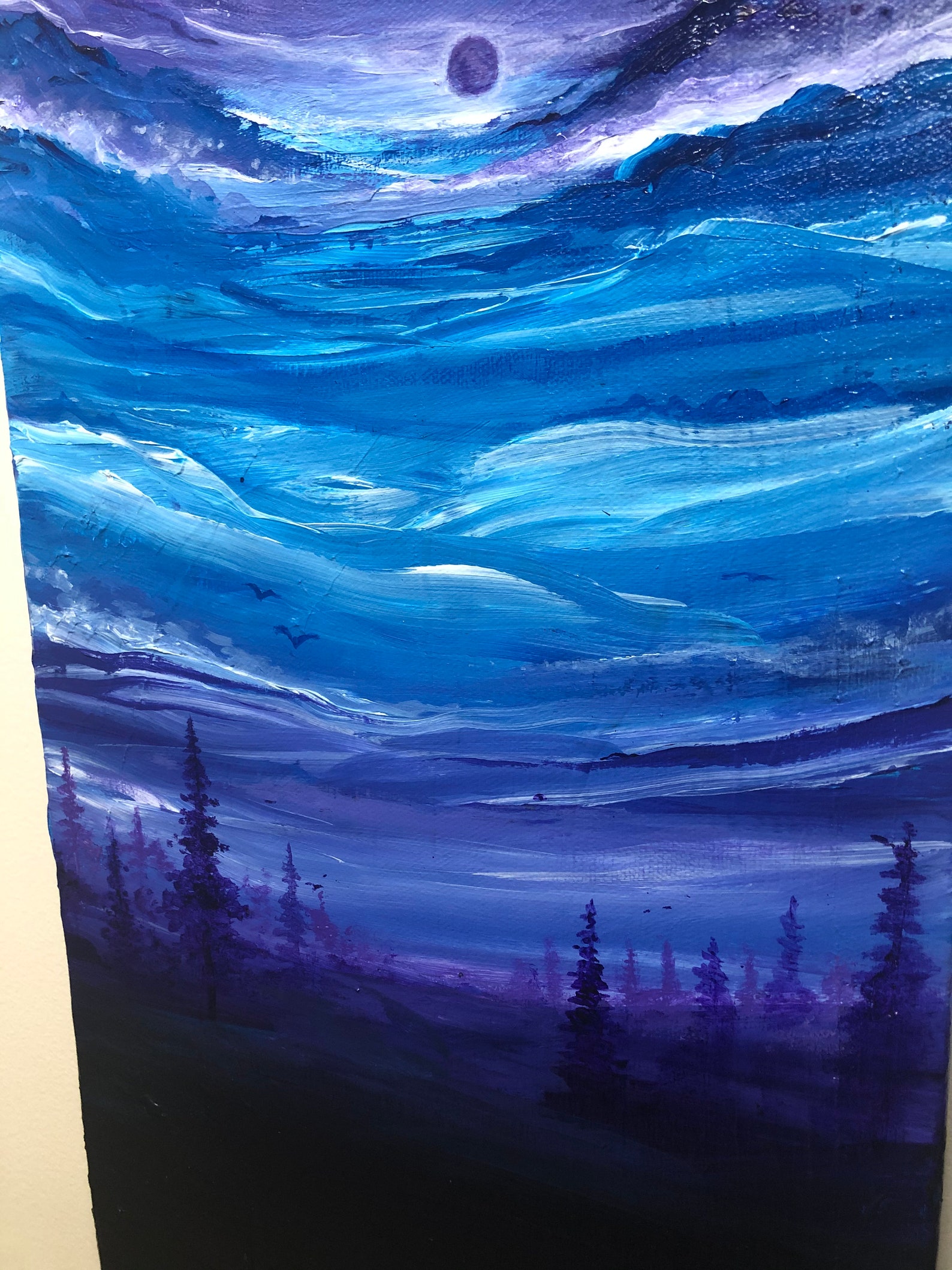 Blue Landscape Wall Art Space Painting Abstract Landscape Etsy