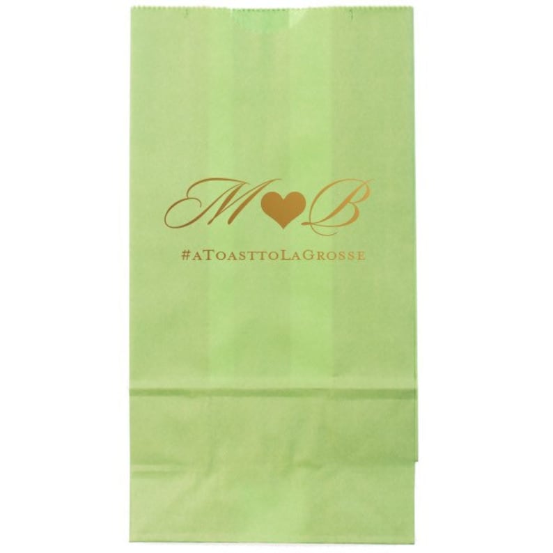 Personalized Custom Wedding and Event Bags PopcornCandyWedding Favor Bags with Monogram and Wedding Hashtag in Foil Wedding Favors